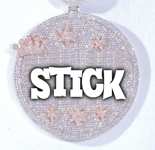 CUSTOM LETTER NECKLACE 3D BIG CROWN DISC