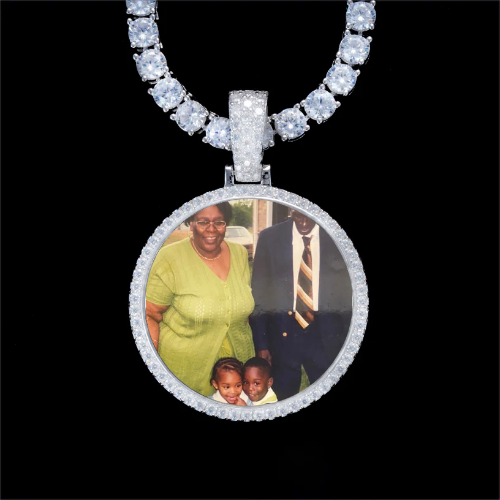 925S & VVS Moissanite 3D Circle Custom Picture Pendant