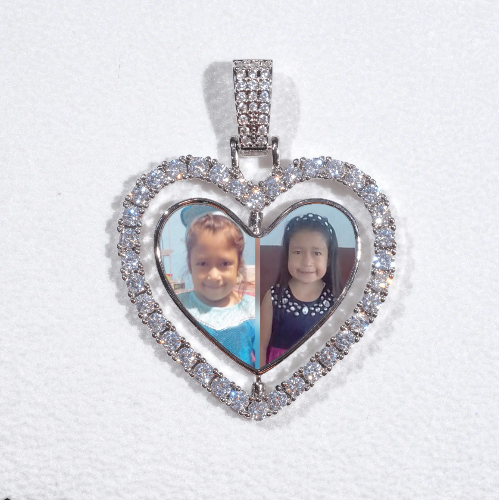 3D Spinning 2-Faced Heart Custom Picture Pendant