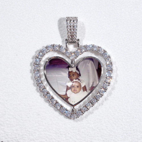 3D Spinning 2-Faced Heart Custom Picture Pendant