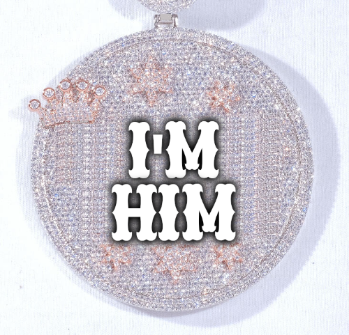 CUSTOM LETTER NECKLACE 3D BIG CROWN DISC