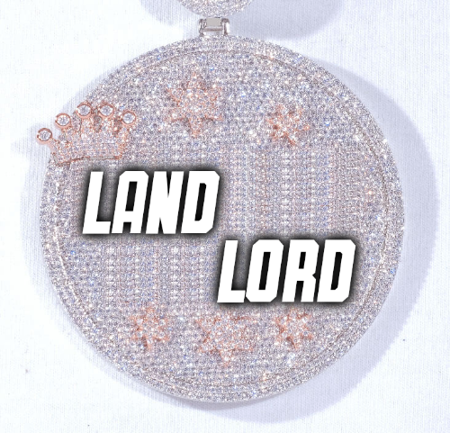 CUSTOM LETTER NECKLACE 3D BIG CROWN DISC