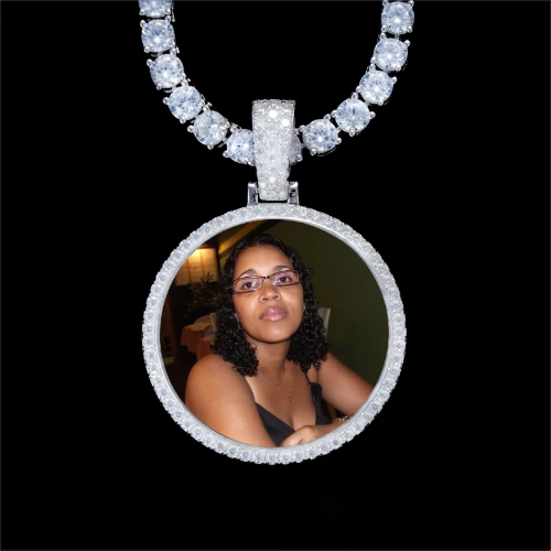 925S & VVS Moissanite 3D Circle Custom Picture Pendant