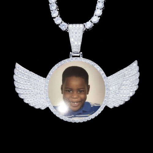 925S & VVS Moissanite 3D Wing Custom Picture Pendant