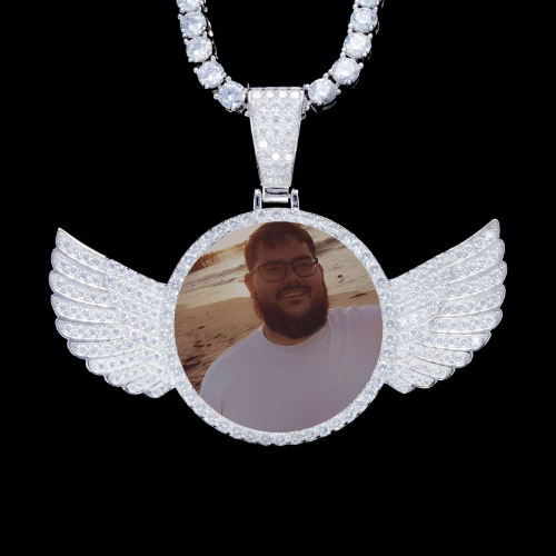 925S & VVS Moissanite 3D Wing Custom Picture Pendant