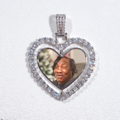 3D Spinning 2-Faced Heart Custom Picture Pendant
