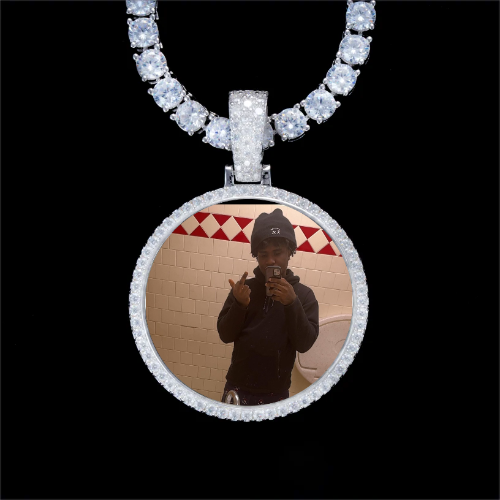 925S & VVS Moissanite 3D Circle Custom Picture Pendant