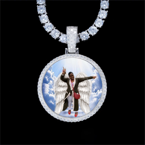925S & VVS Moissanite 3D Circle Custom Picture Pendant