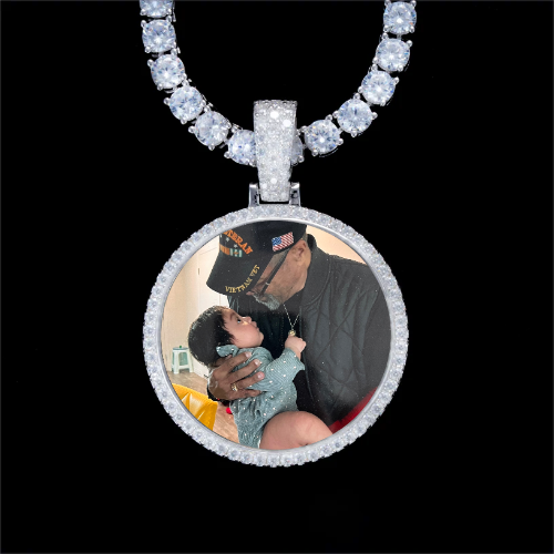 925S & VVS Moissanite 3D Circle Custom Picture Pendant