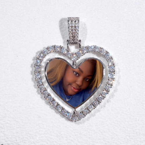 3D Spinning 2-Faced Heart Custom Picture Pendant