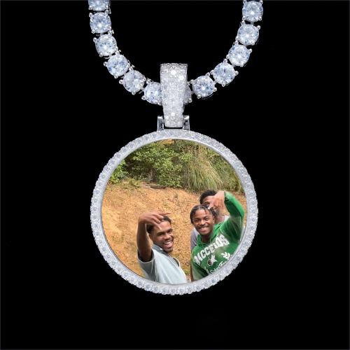 925S & VVS Moissanite 3D Circle Custom Picture Pendant