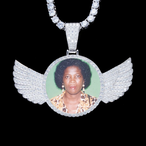 925S & VVS Moissanite 3D Wing Custom Picture Pendant