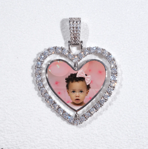 3D Spinning 2-Faced Heart Custom Picture Pendant