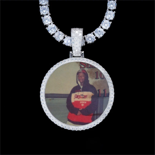 925S & VVS Moissanite 3D Circle Custom Picture Pendant