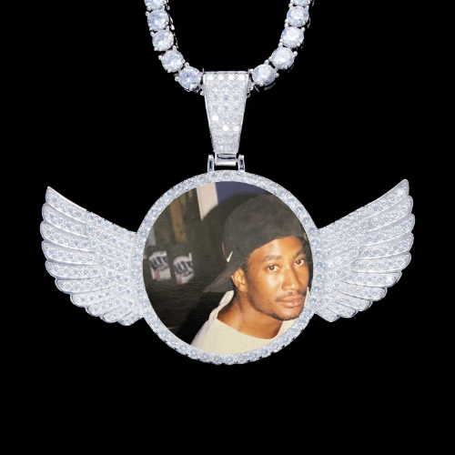 925S & VVS Moissanite 3D Wing Custom Picture Pendant