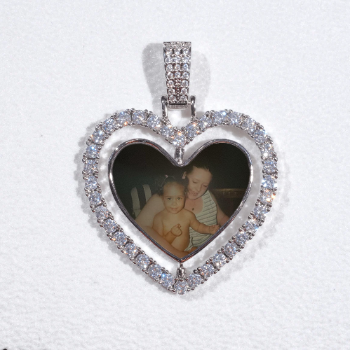 3D Spinning 2-Faced Heart Custom Picture Pendant