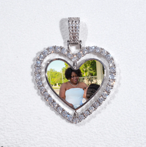 3D Spinning 2-Faced Heart Custom Picture Pendant