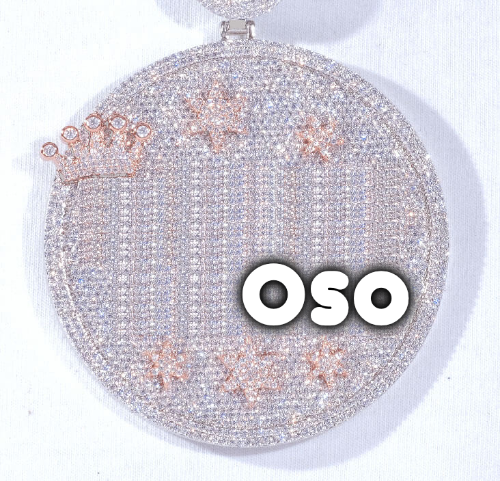 CUSTOM LETTER NECKLACE 3D BIG CROWN DISC