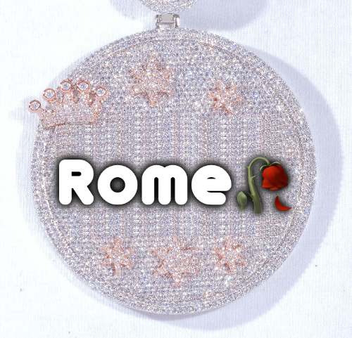 CUSTOM LETTER NECKLACE 3D BIG CROWN DISC