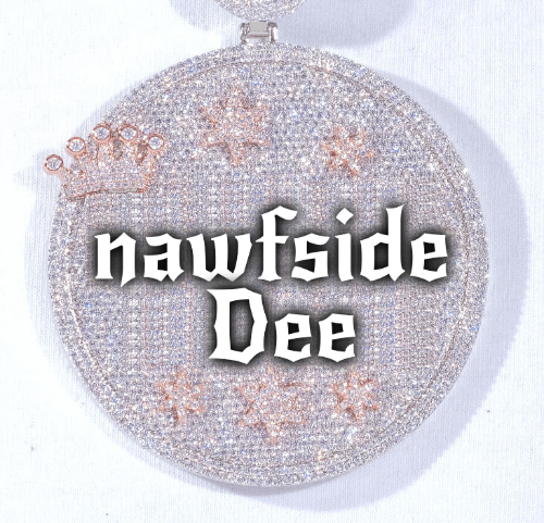 CUSTOM LETTER NECKLACE 3D BIG CROWN DISC