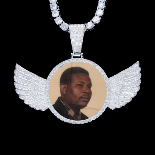 925S & VVS Moissanite 3D Wing Custom Picture Pendant