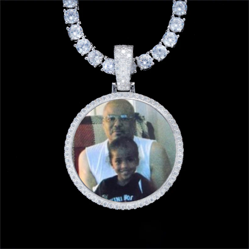 925S & VVS Moissanite 3D Circle Custom Picture Pendant