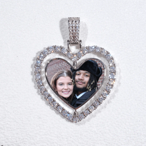 3D Spinning 2-Faced Heart Custom Picture Pendant