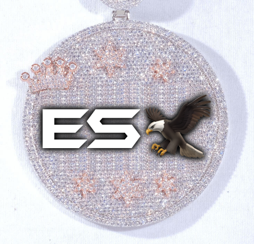 CUSTOM LETTER NECKLACE 3D BIG CROWN DISC