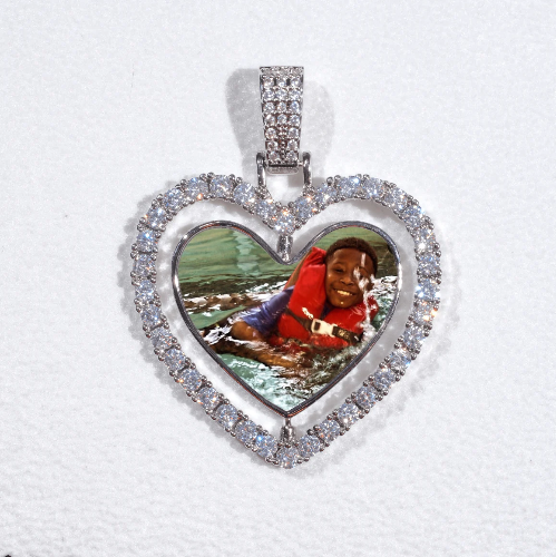 3D Spinning 2-Faced Heart Custom Picture Pendant