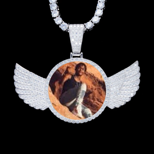 925S & VVS Moissanite 3D Wing Custom Picture Pendant