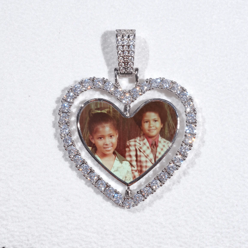 3D Spinning 2-Faced Heart Custom Picture Pendant