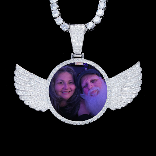 925S & VVS Moissanite 3D Wing Custom Picture Pendant