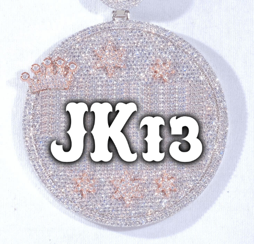 CUSTOM LETTER NECKLACE 3D BIG CROWN DISC