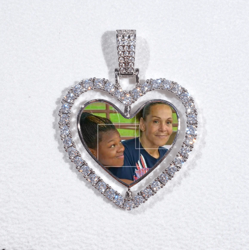 3D Spinning 2-Faced Heart Custom Picture Pendant