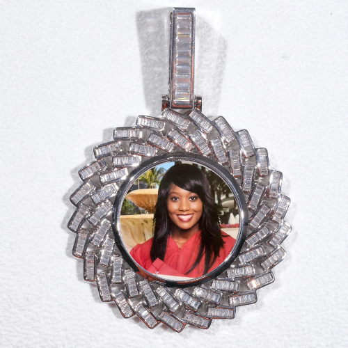 Large 3D Baguette Custom Picture Pendant
