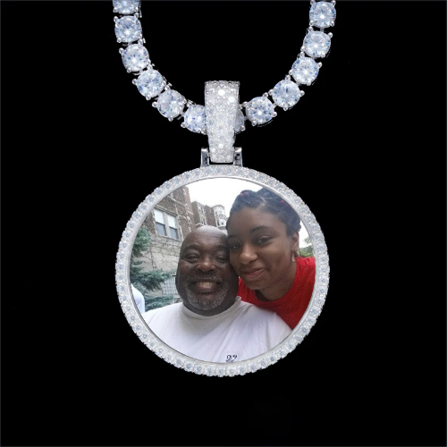 925S & VVS Moissanite 3D Circle Custom Picture Pendant