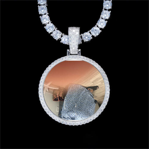 925S & VVS Moissanite 3D Circle Custom Picture Pendant