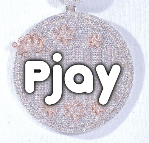 CUSTOM LETTER NECKLACE 3D BIG CROWN DISC