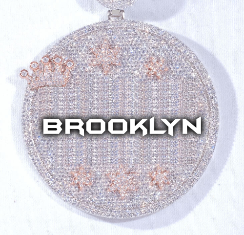 CUSTOM LETTER NECKLACE 3D BIG CROWN DISC