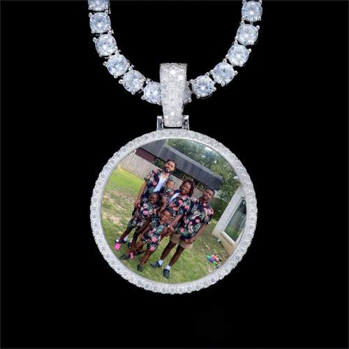 925S & VVS Moissanite 3D Circle Custom Picture Pendant
