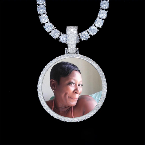 925S & VVS Moissanite 3D Circle Custom Picture Pendant