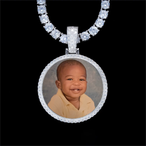 925S & VVS Moissanite 3D Circle Custom Picture Pendant