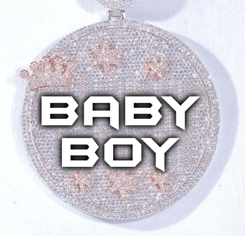 CUSTOM LETTER NECKLACE 3D BIG CROWN DISC