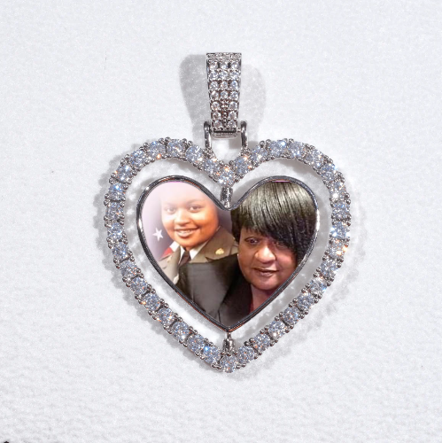 3D Spinning 2-Faced Heart Custom Picture Pendant