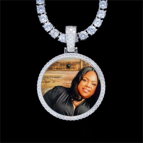 925S & VVS Moissanite 3D Circle Custom Picture Pendant