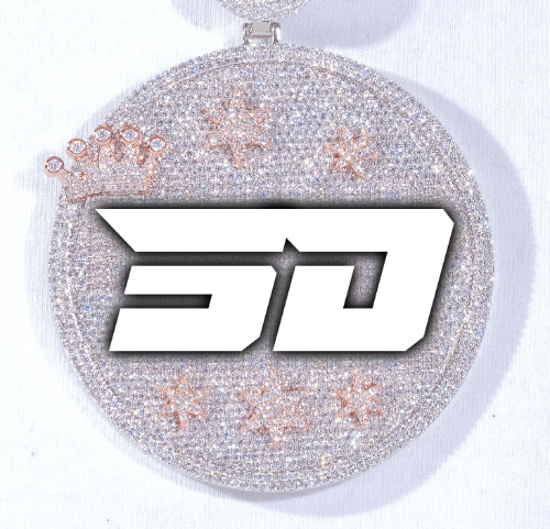 CUSTOM LETTER NECKLACE 3D BIG CROWN DISC