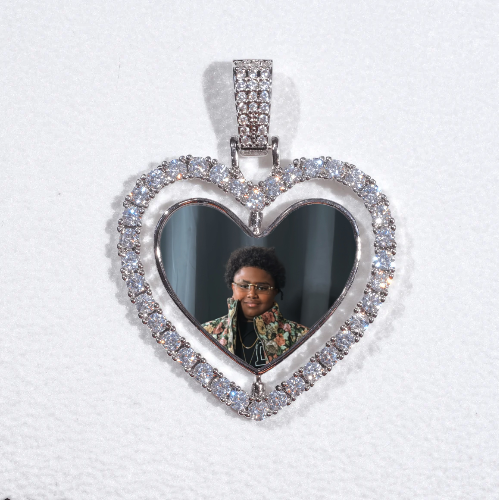 3D Spinning 2-Faced Heart Custom Picture Pendant