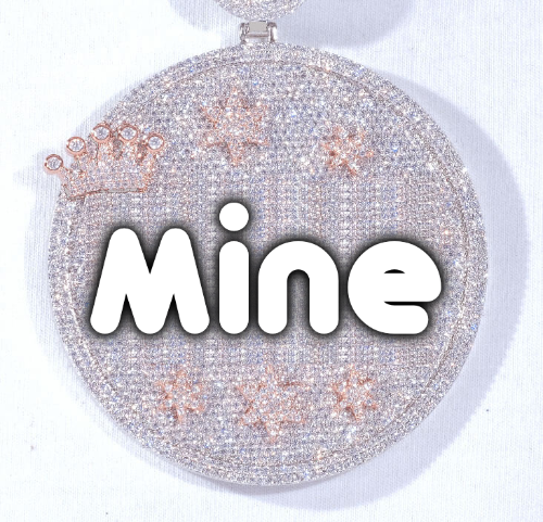 CUSTOM LETTER NECKLACE 3D BIG CROWN DISC