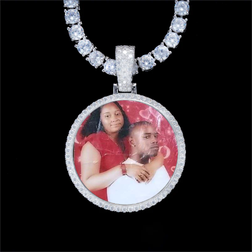925S & VVS Moissanite 3D Circle Custom Picture Pendant
