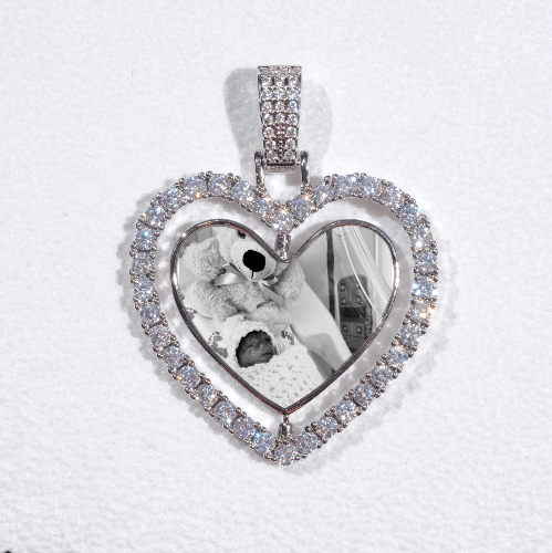 3D Spinning 2-Faced Heart Custom Picture Pendant
